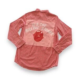 Via Penny Lane Reworked The Rolling Stones Graphic Gingham L/S Button Up Shirt